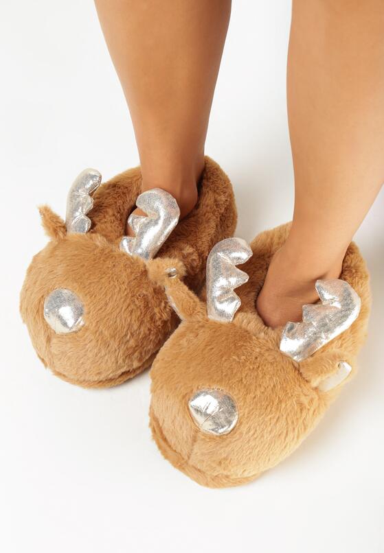 Ciemnobeżowe Kapcie Futrzane z Ozdobnymi Uszami Aporava 1