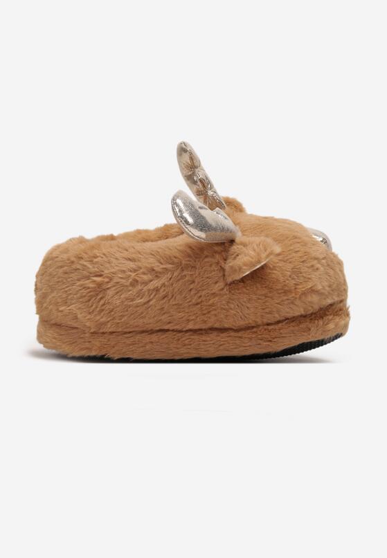 Ciemnobeżowe Kapcie Futrzane z Ozdobnymi Uszami Aporava 3