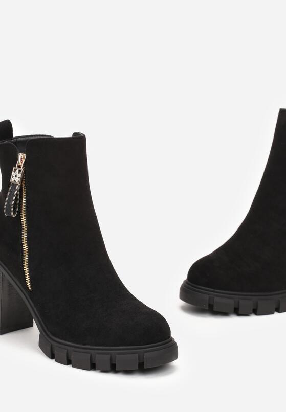 Czarne Botki na Słupku z Zawieszką Bonnemes 5