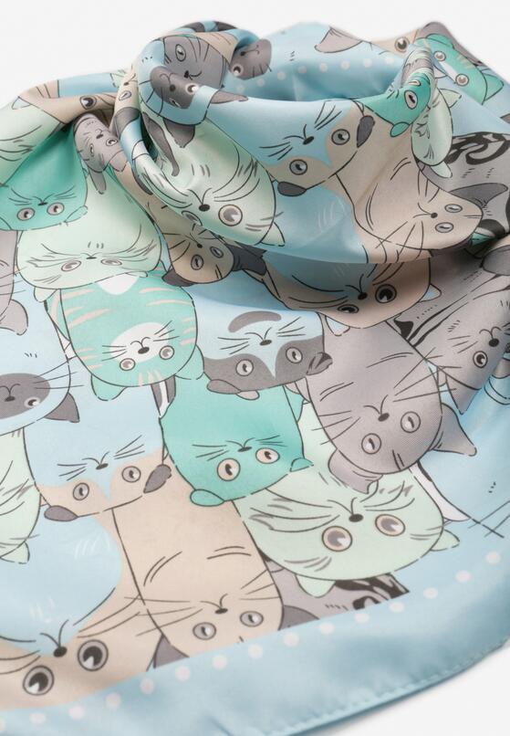 Miętowy Kwadratowy Szalik z Nadrukiem Tamevima 2