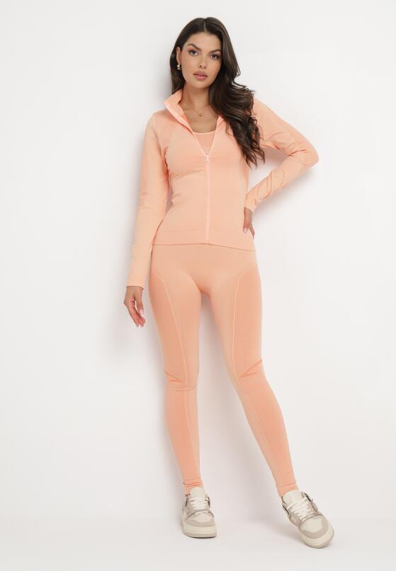 Pomarańczowy 3-częściowy Komplet Sportowy Bluza Top i Legginsy Oviona 1