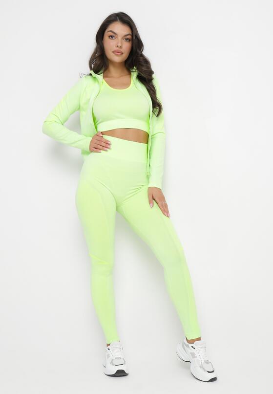 Jasnozielony 3-częściowy Komplet Sportowy Bluza Top i Legginsy Oviona 1