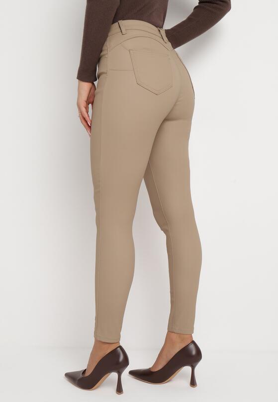 Beżowe Spodnie Skinny z Imitacji Skóry Awileda 3