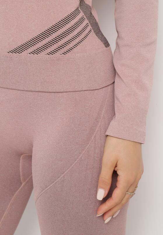 Jasnoróżowy Komplet 3-częściowy z Bluzą i Legginami oraz Topem Olinea 5