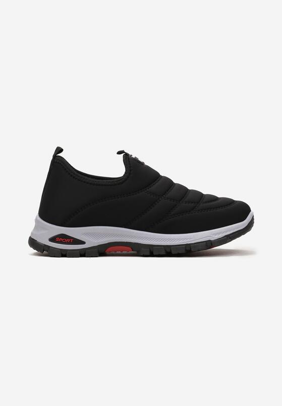 Czarne Wsuwane Buty Sportowe z Ociepleniem z Futerka Ozdobione Pikowaniem Mercuri 1