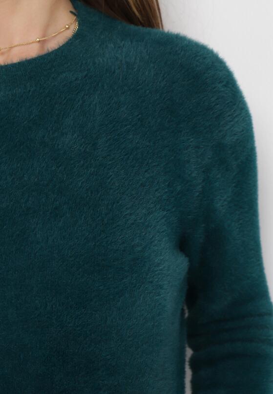 Ciemnozielony Puchaty Sweter Wełniany Helmintts 5
