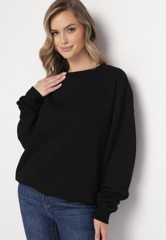 Czarna Ocieplana Bluza Oversize Lhea 4