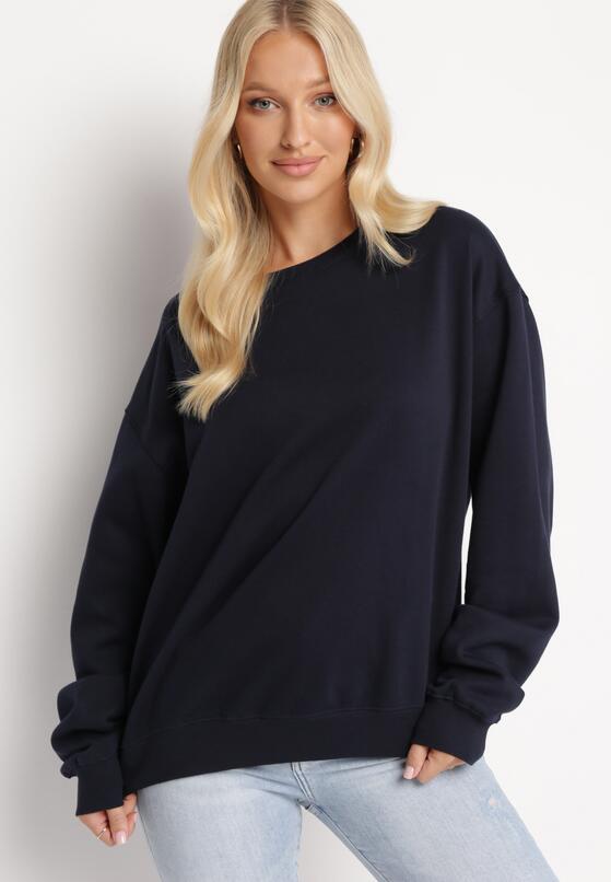 Granatowa Ocieplana Bluza Oversize Lhea 4