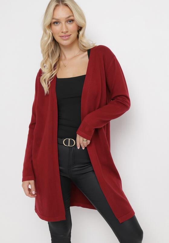 Bordowy Kardigan Niezapinany Santtase 1