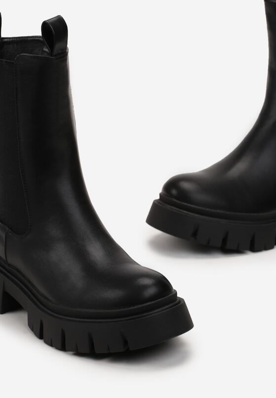 Czarne Botki w Stylu Sztybletów na Masywnej Podeszwie Tamminga 5