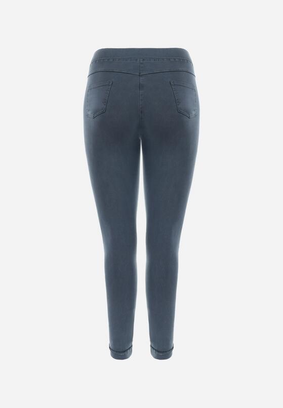 Niebieskie Spodnie Skinny z Gumką w Pasie Niutia 7