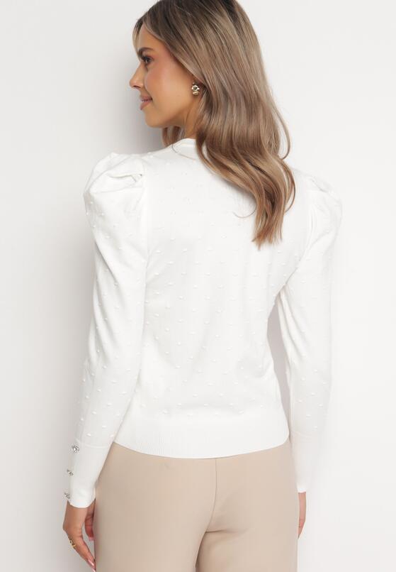 Biały Sweter z Bufiastymi Rękawami Narephine 3