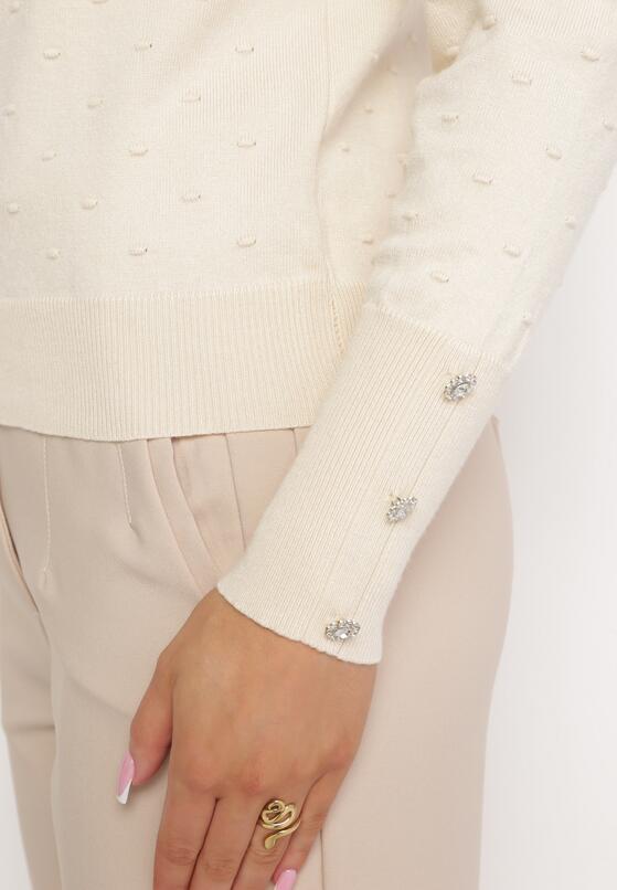 Beżowy Sweter z Bufiastymi Rękawami Narephine 5