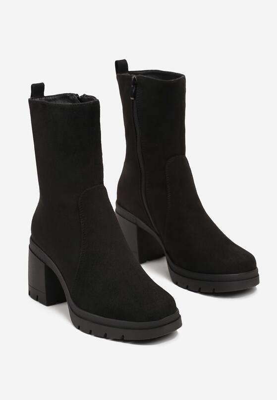 Czarne Botki na Słupku z Protektorem Asellma 4