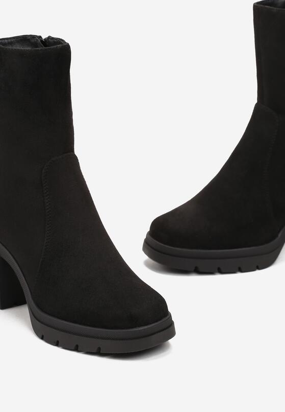 Czarne Botki na Słupku z Protektorem Asellma 5