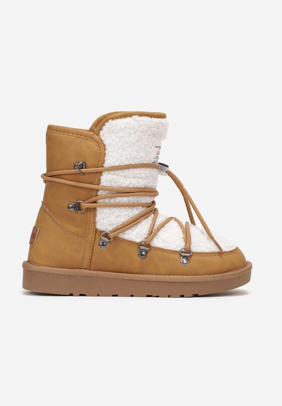 Brązowe Śniegowce Ozdobione Futerkiem Typu Baranek Bellines 3