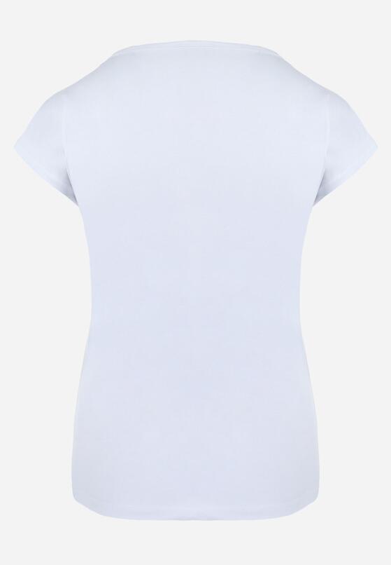 Biały Bawełniany T-shirt z Metalicznym Nadrukiem Lapur 7
