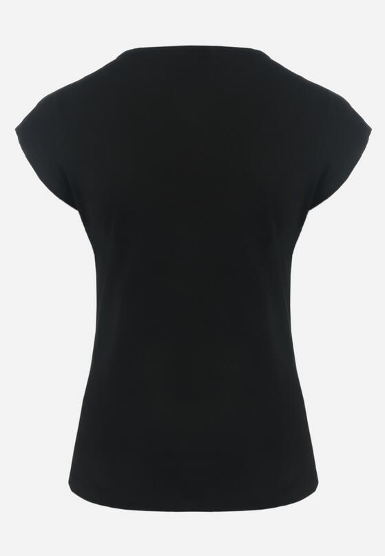 Czarny Bawełniany T-shirt z Metalicznym Nadrukiem Lapur 7