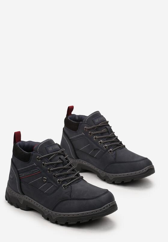 Granatowe Buty Sportowe w Trekkingowym Stylu ze Sznurowaniem Femella 2