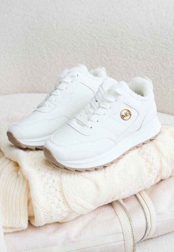 Białe Sneakersy na Platformie z Futerkiem Egiapia 1