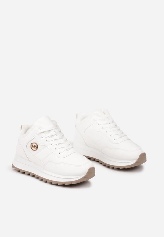 Białe Sneakersy na Platformie z Futerkiem Egiapia 6