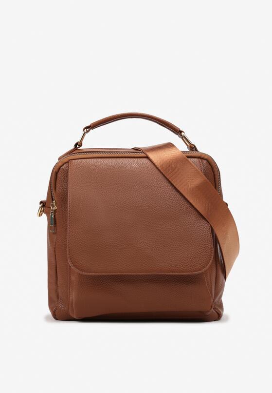 Brązowa Torebka na Ramię z Klapą i Regulowanym Paskiem Ongiss 1