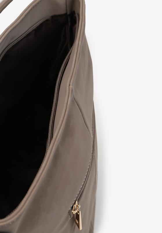 Ciemnobeżowa Torebka z Ekoskóry z Frędzlami na Regulowanym Pasku Deronitta 3