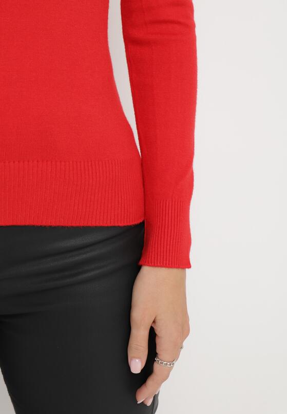 Czerwony Sweter Klasyczny z Miękkiej Dzianiny Helentia 5