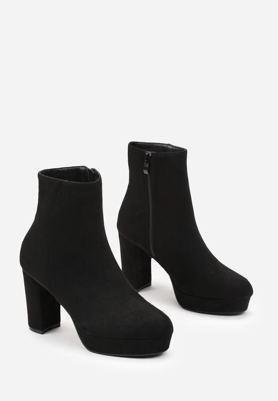 Czarne Botki na Słupku i Platformie Meoa 4