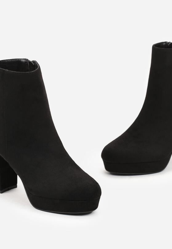 Czarne Botki na Słupku i Platformie Meoa 5