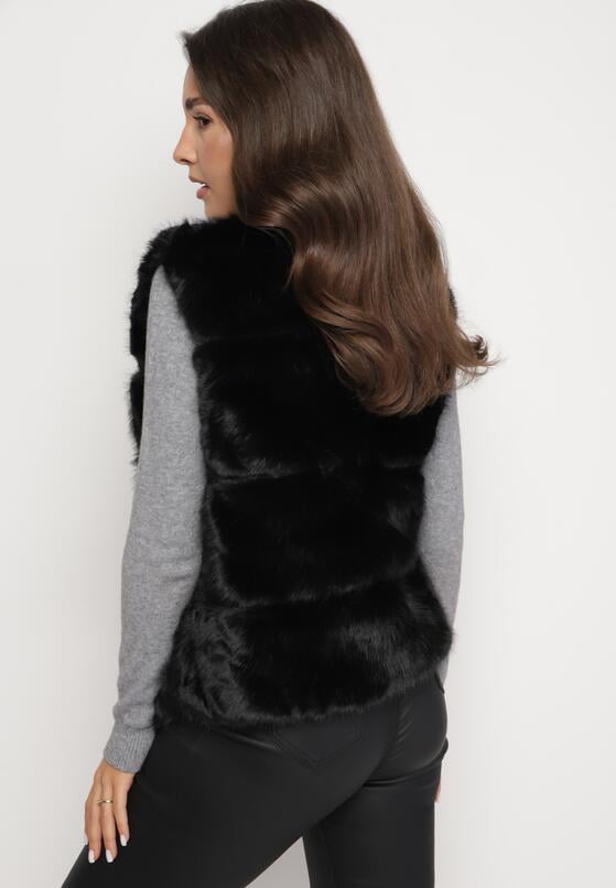 Czarna Futrzana Kamizelka z Wstawkami Sasireka 3
