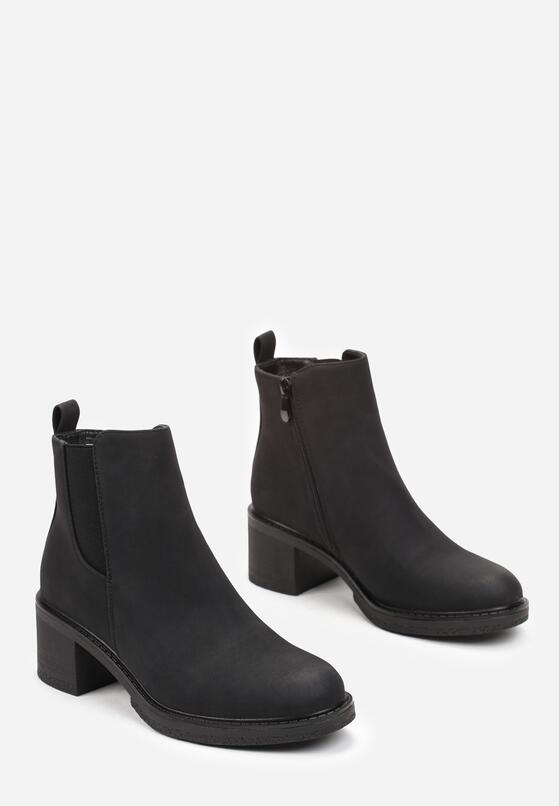 Czarne Botki na Niskim Słupku Wintamessa 4