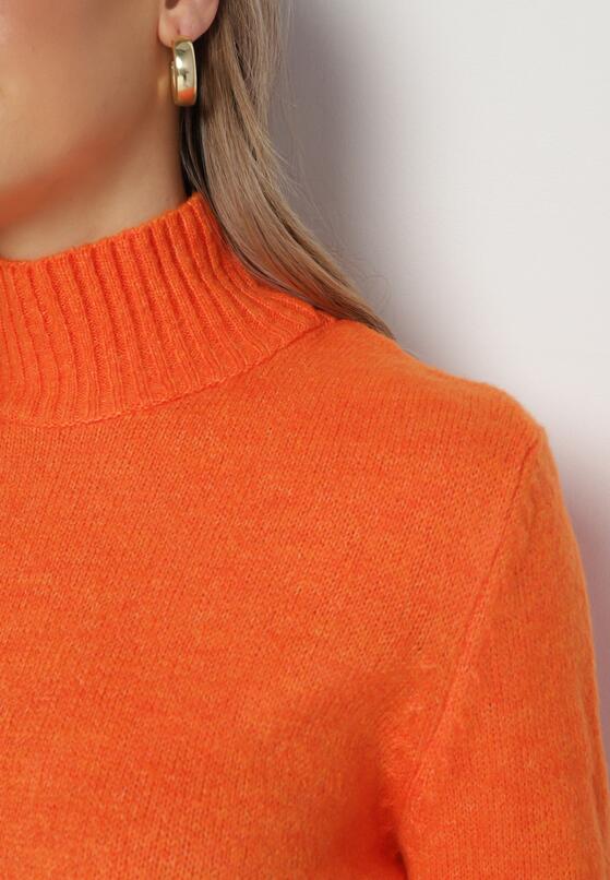 Pomarańczowy Sweter z Golfem i Elastycznej Dzianiny Vuzzema 5