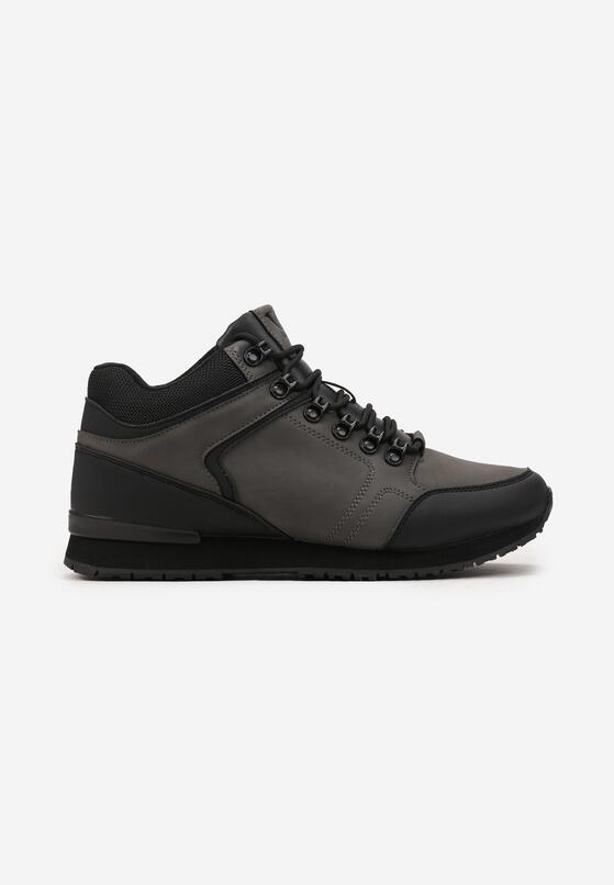 Szare Sznurowane Botki Sneakersy Ocieplane Barankiem Elorin 1