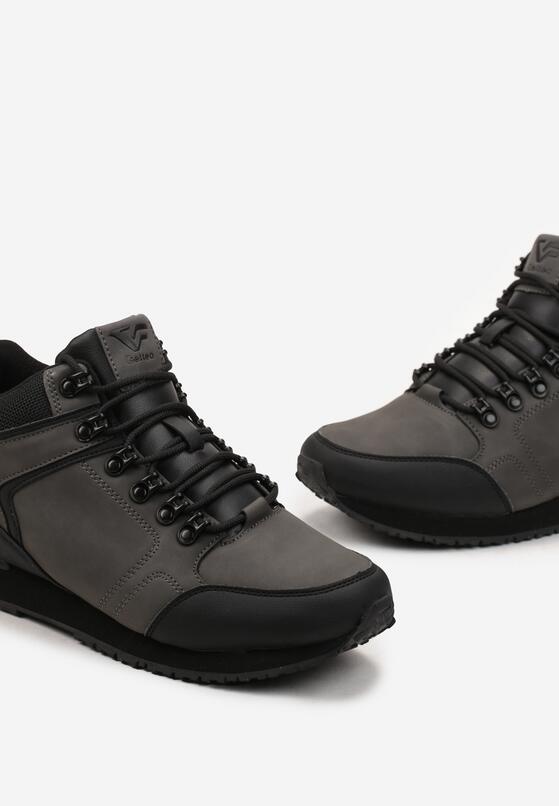 Szare Sznurowane Botki Sneakersy Ocieplane Barankiem Elorin 3