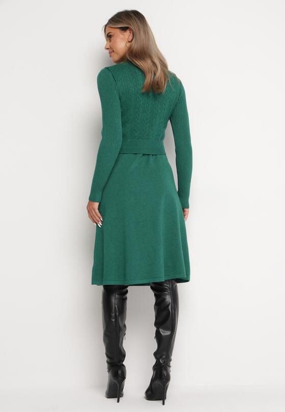 Zielony 2-częściowy Komplet z Sukienką i Kamizelką Kinlia 3