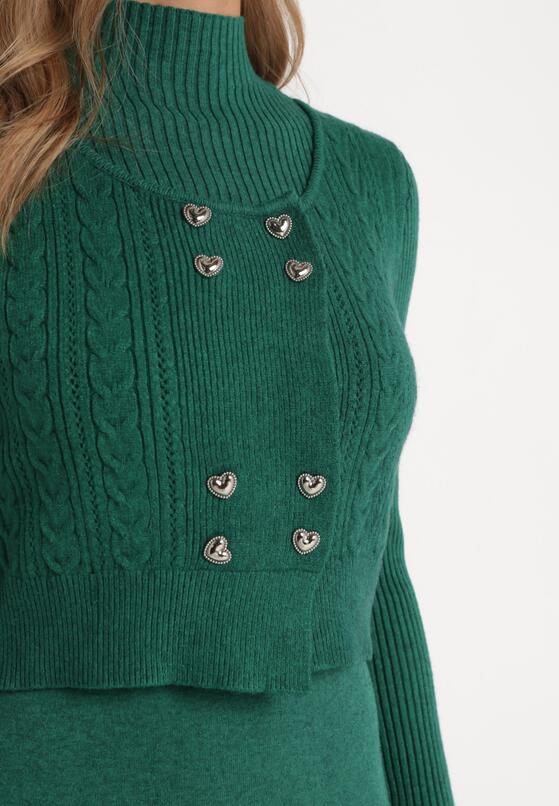 Zielony 2-częściowy Komplet z Sukienką i Kamizelką Kinlia 5