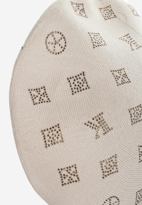 Beżowa Czapka Beret w Cyrkonie Nanto 2