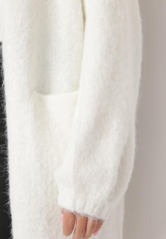 Biały Kardigan z Wełną o Fasonie Oversize Zarelia 5