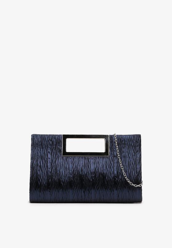 Granatowa Torebka z Rączką o Metalicznym Wykończeniu na Łańcuszku Jouvence 1