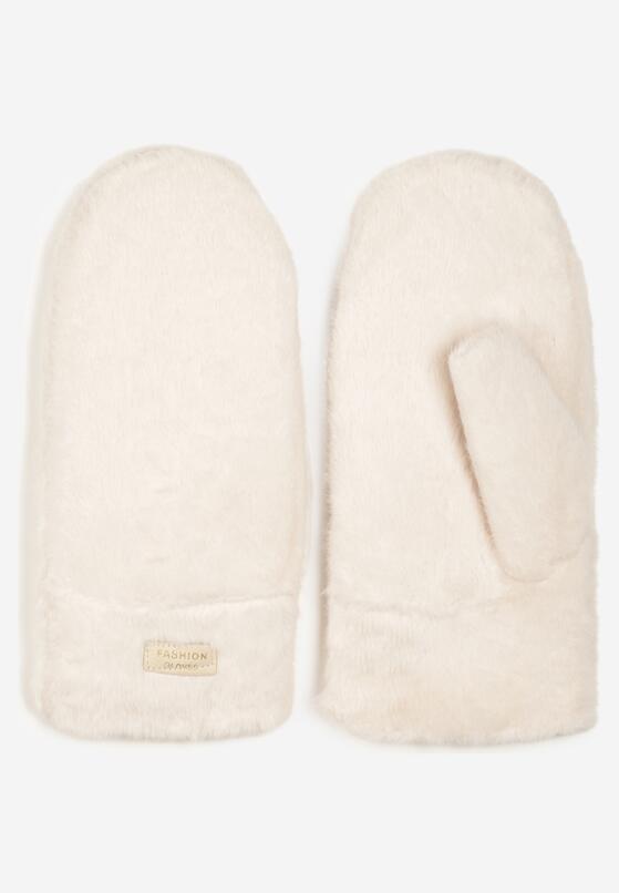 Beżowe Puszyste Rękawiczki z Jednym Palcem Brenita 1