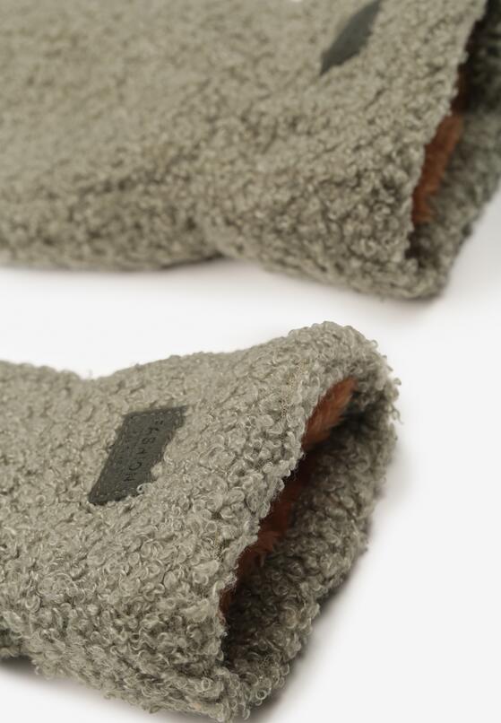 Zielone Rękawiczki z Dzianiny z Teksturą Jednym Palcem Syliase 2