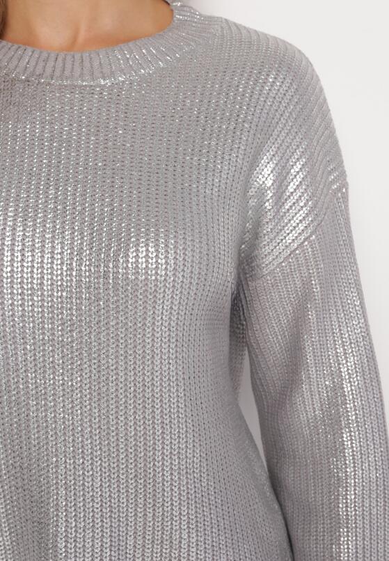 Srebrny Połyskujący Sweter Zerinna 5