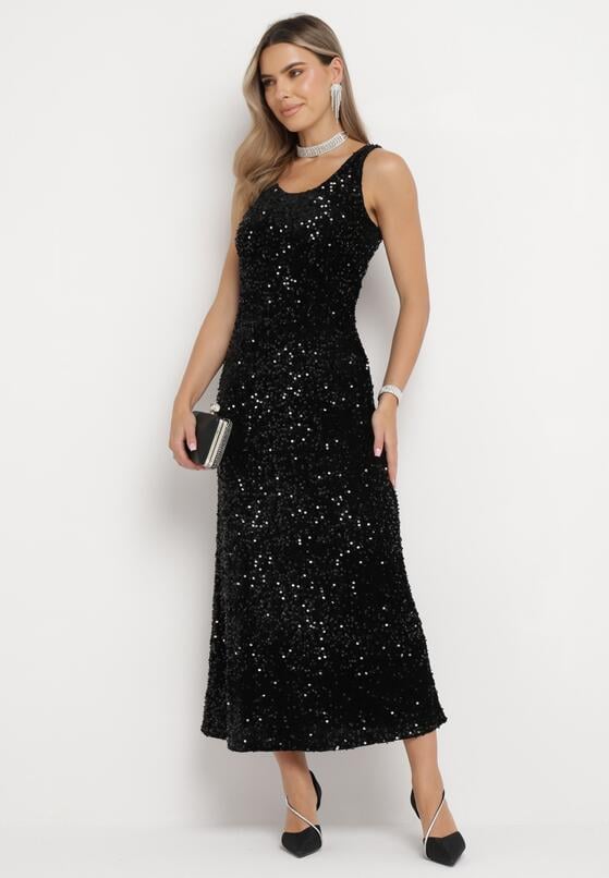 Czarna Sukienka Maxi w Cekiny Jukrana 2