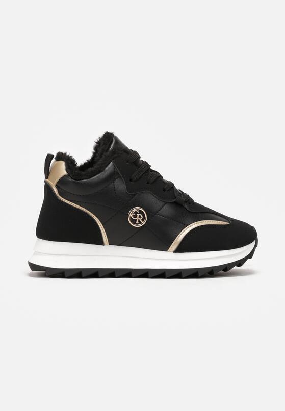 Czarne Ocieplane Sneakersy na Platformie z Protektorem Solina 4