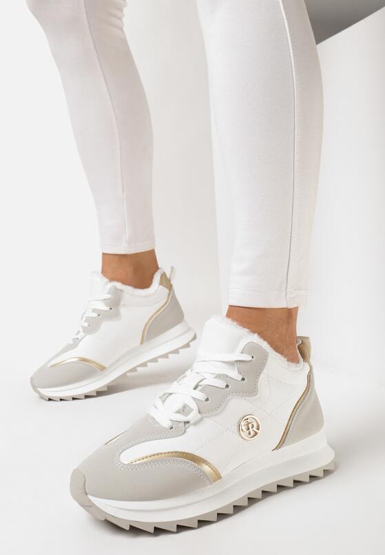 Szare Ocieplane Sneakersy na Platformie z Protektorem Solina 2