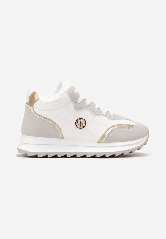 Szare Ocieplane Sneakersy na Platformie z Protektorem Solina 3