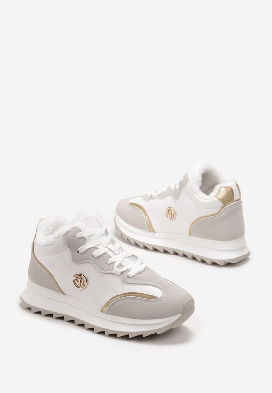 Szare Ocieplane Sneakersy na Platformie z Protektorem Solina 4