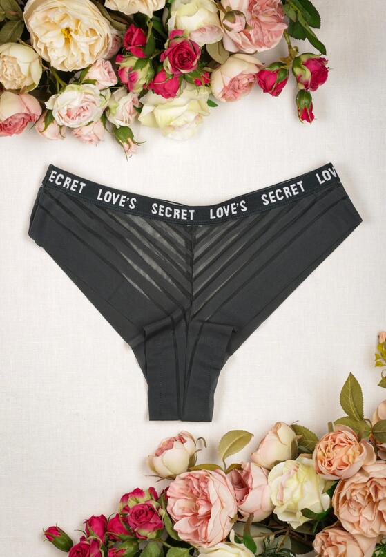 Ciemnozielone Elastyczne Majtki Figi z Przeźroczystej Siateczki w Paski Revena 1