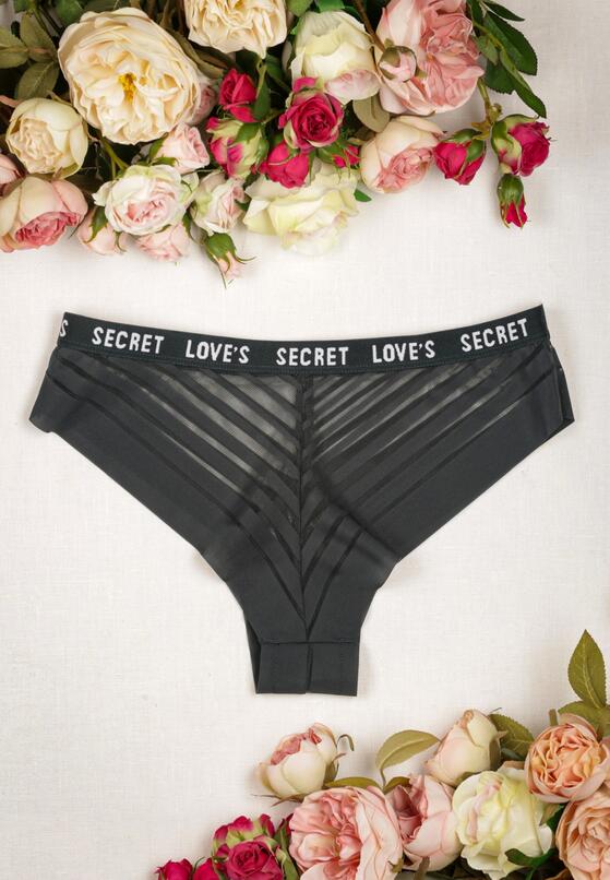 Ciemnozielone Elastyczne Majtki Figi z Przeźroczystej Siateczki w Paski Revena 2